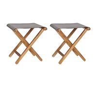 2 Pack Folding Chairs Teak Wood with Dark Gray Fabric, Rustic Garden Patio Furniture, Weather-Resistant Durable Outdoor Seating, Compact Foldable Design for Easy Storage, Max Load 110kg per Chair