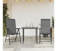 2 Pack Folding Garden Chairs Gray in Polyrattan, Outdoor Patio Furniture with Adjustable Height, Comfortable PE Wicker Lounge Chairs for Backyard, Poolside, Balcony, Max Load 110kg per Seat