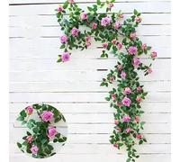 2 Pack Ghirlanda di Rose Artificiali, 90cm Seta Appeso Vite con Fiori e Foglie per la Casa Wedding Party Decor, Garden Craft Art,D