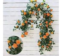 2 Pack Ghirlanda di Rose Artificiali, 90cm Seta Appeso Vite con Fiori e Foglie per la Casa Wedding Party Decor, Garden Craft Art,E