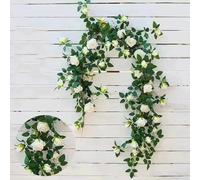 2 Pack Ghirlanda di Rose Artificiali, 90cm Seta Appeso Vite con Fiori e Foglie per la Casa Wedding Party Decor, Garden Craft Art,B