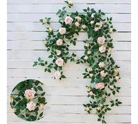 2 Pack Ghirlanda di Rose Artificiali, 90cm Seta Appeso Vite con Fiori e Foglie per la Casa Wedding Party Decor, Garden Craft Art,A