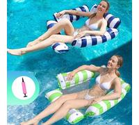 2 Pack,Gonfiabile Letto Galleggiante,4 in 1 Amaca di Acqua Materassino,amaca piscina galleggiante,materassino con rete,amaca mare,Piscina Amaca Galleggiante Mare Poltrona Galleggiante, (C)