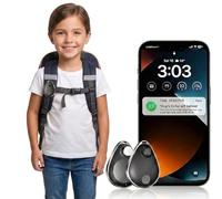 2-Pack GPS Tracker per bambini, anti-rimozione pin, nessun canone mensile | Compatibile con Apple e Android, sblocco magnetico incluso, tracker nascosto per zaini, bagagli, bambini, anziani