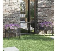 2 Pack Gray Wooden Garden Planters 70x70x70 cm, Pine Wood Outdoor Flower Pots for Patio Balcony Deck, Large Deep Square Planter Boxes for Plants Flowers Herbs, Weather-Resistant Durable DIY Assembly