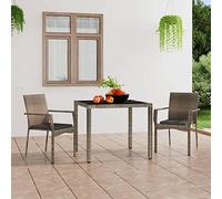 2 Pack Grey Polyrattan Garden Chairs with Cushions, Outdoor Patio Furniture Set for Terrace, Durable Steel Frame & Comfortable Seating, Weather-Resistant PE Wicker, Max Load 110kg per Seat