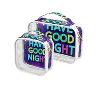 2 Pack Have A Good Night chiaro decorativo piccola borsa da toilette TSA approvato multifunzionale trucco borsa da viaggio Kit da barba da uomo de maquillaje, buona notte, 1 size