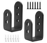 2 Pack Heavy Duty 2x4 Door Barricade Brackets Steel U Bracket Drop Open Bar Security Holder Door Lock Brackets for Home, Barn, Shed, Garage, Gate to Security Door Reinforcement Fits 2x4 Bar, Black