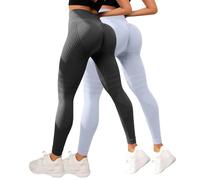2 Pack Leggins Anticellulite Donna,Leggins 3D Anticellulite Push Up Sculpture Lipedema a Compressione Controllo Graduata Anti Cellulite Leggings Sportivo Vita Alta Senza Cuciture Fitness Yoga