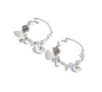 2 Pack Mare Delicato Mano Gioielli Shell Dolci Accessori E Lega Texture Per Eventi Speciali Conchiglia Naturale Gioielli Set Per Le Donne, Misura unica, come descritto