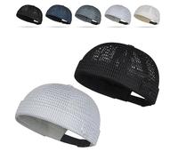 2 Pack Men's Breathable Brimless Hat Summer Style Mesh Tang, Adjustable cap Docker Beanie, Breathable Mesh cap (Mix-C)