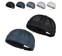 2 Pack Men's Breathable Brimless Hat Summer Style Mesh Tang, Adjustable cap Docker Beanie, Breathable Mesh cap (Mix-A)