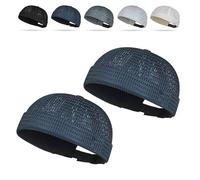 2 Pack Men's Breathable Brimless Hat Summer Style Mesh Tang, Adjustable cap Docker Beanie, Breathable Mesh cap (Navy Blue)