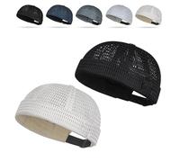 2 Pack Men's Breathable Brimless Hat Summer Style Mesh Tang, Adjustable cap Docker Beanie, Breathable Mesh cap (Mix-F)