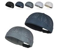 2 Pack Men's Breathable Brimless Hat Summer Style Mesh Tang, Adjustable cap Docker Beanie, Breathable Mesh cap (Mix-B)