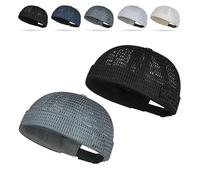 2 Pack Men's Breathable Brimless Hat Summer Style Mesh Tang, Adjustable cap Docker Beanie, Breathable Mesh cap (Mix-J)