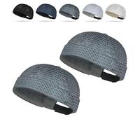 2 Pack Men's Breathable Brimless Hat Summer Style Mesh Tang, Adjustable cap Docker Beanie, Breathable Mesh cap (Dark Gray)