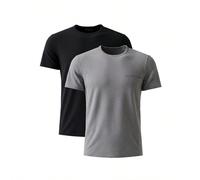 2 Pack Men's O-Neck T-Shirt Black Grey L,M,S,XL,XXLColore unicoTessuto