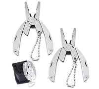 2 Pack Mini Multi-Function Folding Pliers, Keychain Multitool, Portable Multifunctional Keychain Fastener Measurement Tool