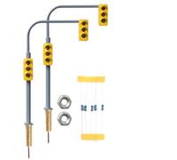 2-Pack Model Railroad Crossing Lights Red Yellow Green | Red, yellow, green LEDs, pre-wired, per 3v DC operation, includes resistors, metal column base