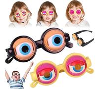 2 Pack Novelty Winking Eye Glass with Strap,Funny Blinking Glass for Kids ＆ Adults Kinetic Pull-String Blinking Crazy Eyes Glasses,Lightweight & Comfortable Gag Gifts for Shows,Parties & Photos (C)