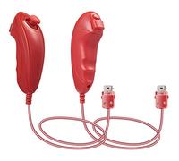 2 Pack Nunchuck Controller per Wii Remote Controllers, kiwitatá Nunchuck Giochi Joystick Gamepad per Wii Wii U Motion System Console Rosso