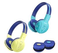 2 Pack of SIMOLIO Wireless Kids Headphone with Hard Case, Bluetooth Kids Friendly Headphone Volume Limited, Wireless Headphones for Girls,Boys,Over-Ear Kids Headphones for School,Travel(Mint,Yellow)