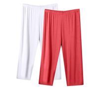 2 Pack Pantaloni Capri Donna Estivi Vendita, 3/4 Pantalone Pigiama Donna Sportivi Pantaloni con Elastico Vita Pinocchietto Moderni e Comodi Pants Jogging Yoga Pinocchietti per Casa Casual