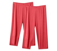 2 Pack Pantaloni Capri Donna Estivi Vendita, 3/4 Pantalone Pigiama Donna Sportivi Pantaloni con Elastico Vita Pinocchietto Moderni e Comodi Pants Jogging Yoga Pinocchietti per Casa Casual