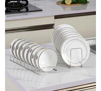 2 Pack Piatto Storage Rack, Piatto Organizzatore per Armadio da Cucina, In Acciaio Inox Piccola Ciotola Drainer Kitchen Armadio Organizzatore, per Pot Coperchi, Piatti, Taglieri, Bakeware