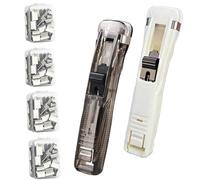 2-Pack Portable Binder Clip Stapler with 200 Reusable Clips and Clip Dispenser - Desktop Document Fastener for Home, School, or Office Use (B)