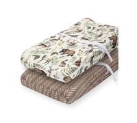 - 2 Pack Premium Changing Pad Cover - Ultra-Soft Cotton Blend, Stylish Woodland Pattern, Safe and Snug for Baby (Wildlife)