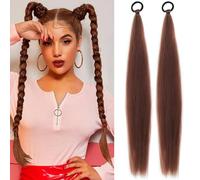 2 Pack Purple Ponytail Extension with Elastic Tie 26 Inch -Straight Sleek Wrap Around Braid Hairpiece,Ideal for Purple Hair Extensions for Braids, Cosplay,Party Use, Lightweight & Natural Look (#4)