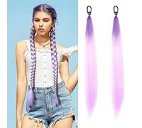 2 Pack Purple Ponytail Extension with Elastic Tie 26 Inch -Straight Sleek Wrap Around Braid Hairpiece,Ideal for Purple Hair Extensions for Braids, Cosplay,Party Use, Lightweight & Natural Look (#7)