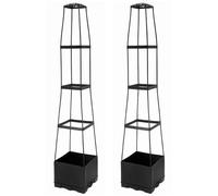 2 Pack Raised Garden Bed Planter Box with Trellis, 4 Tier Trellis Tomato Cage Planter Box Raised Garden Bed For Cucumbers Vegetables Yard Patio Balcony Outdoor Adjustable Vine Support