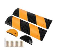 2 Pack Rubber Speed Bump Hump With 2 End Cap Black 40" Long 22000 LBS Loading Garage For Asphalt Concrete Gravel Driveway,Attrezzatura Efficiente