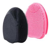 2 Pack Silicone Face Scrubber - Gentle Exfoliating Brush for Blackhead Removal and Pore Cleansing(Black Pink)