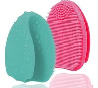 2 Pack Silicone Face Scrubber - Gentle Exfoliating Brush for Blackhead Removal and Pore Cleansing(Green Pink)