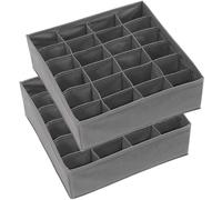 2 Pack - Simple Houseware closet Socks Organizer, 24 cell Drawer Divider, Dark grey