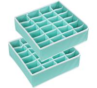 2 Pack - Simple Houseware closet Socks Organizer, 24 cell Drawer Divider, Turquoise