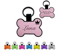 2 Pack Tag cane in silicone, Tag personalizzato animale domestico silenzioso con design unico nome modello d'arte, Pet Id nome etichetta Bone Design