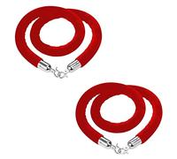 2 Pack Velvet Post Stanchion Rope Sturdy Foam Core Hanging Cord,Elegant Barrier Ropes with Hooks, for Indoor Outdoor Restaurant Queue Divider Crowd Control(Red,1.5m (5 feet))