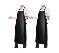 2 Pack Waterproof Rubber Vinyl ApronAprons for Men with Adjustable Bib Apron for Dishwashing Lab Butcher Cooking Kitchen Black
