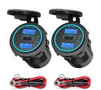 2 PACKS Presa USB 12V, Qidoe Doppia Porta QC3.0 18 W e Type-C PD 3.0 Caricabatterie Adattatore per Accendisigari con Interruttore Impermeabile per Auto, Moto, Camper, Barca, Camion (3-USB 66 W)