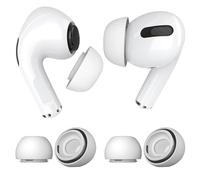 2 Paia Auricolari di Ricambio per AirPods Pro Gen 1&2 di MMOBIEL - Gommini in Silicone con Foro di Riduzione del Rumore, Box Stoccaggio Portatile e Adatto alla Custodia di Ricarica - L - Bianco