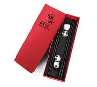2 Paia Bacchette Cinesi Riutilizzabili, Bacchette Sushi con Porta Bacchette Panda in Ceramica, Lavabile in Lavastoviglie Set Regalo Cinese(24cm)