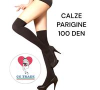 2 PAIA Calze Parigine Autoreggenti Coprenti Opache Nere 100 DENARI Tg. Unica S/L