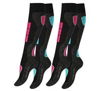 VCA - 2 paia di calze da sci da donna con imbottitura speciale Rosa/Turchese 39-42