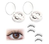 2 Paia Ciglia Magnetiche Con Applicatore, con Applicatore e Specchio, Riutilizzabili Ciglia Finte Calamita, Facili da Indossare e Rimuovere Ciglie Finte Magnetiche Naturali