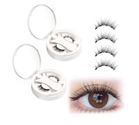 2 Paia Ciglia Magnetiche Con Applicatore, con Applicatore e Specchio, Riutilizzabili Ciglie Finte Magnetiche Naturali, Facili da Indossare e Rimuovere Ciglia Finte Calamita